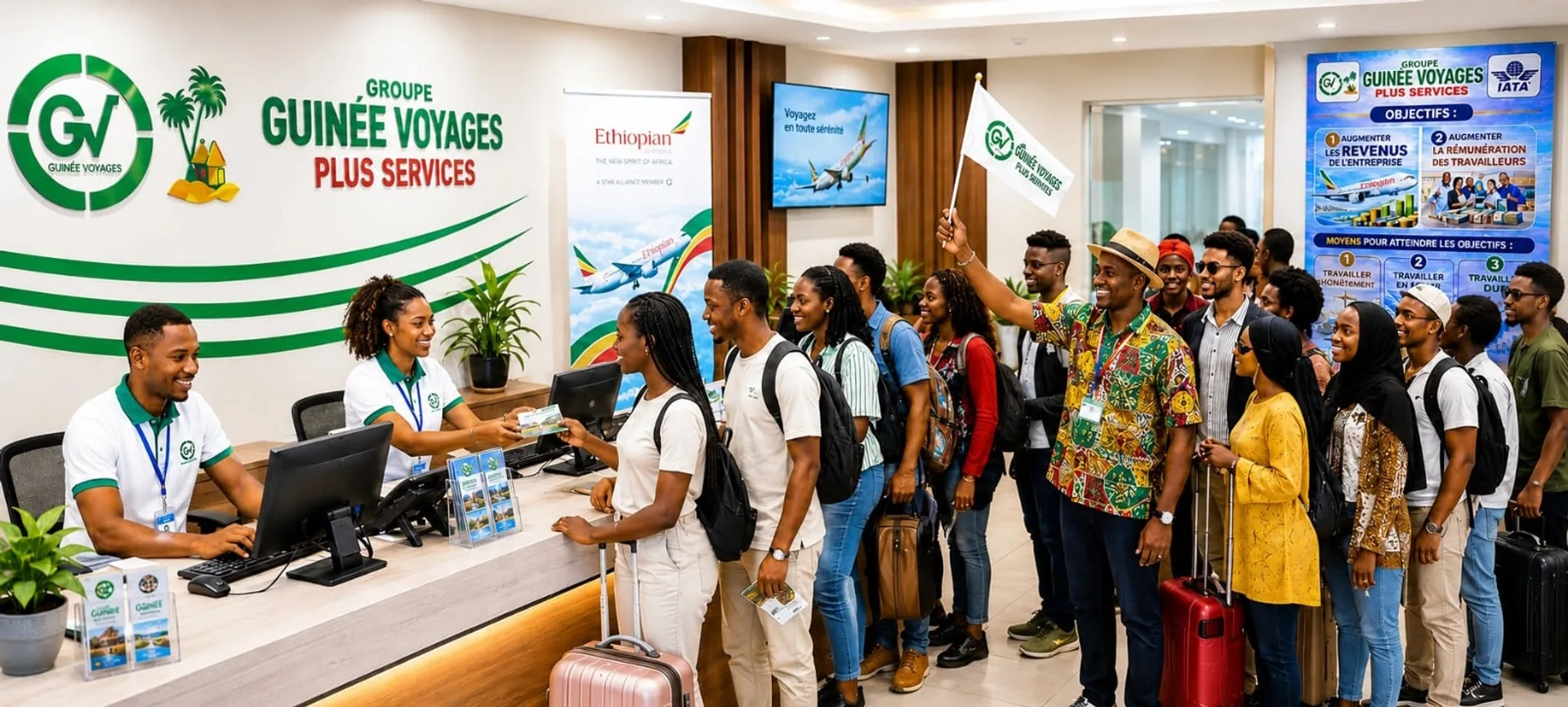 Comptoir d'accueil d'un bureau Guinée Voyages à Conakry